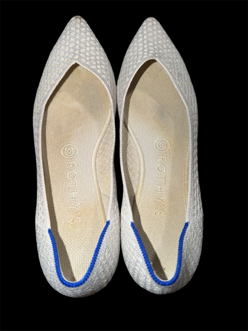 Rothy's Pointy Ladies White Flats, Size 8.5